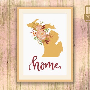 Michigan Cross Stitch Pattern, State of Michigan Cross Stitch Pattern, Map USA Cross Stitch Pattern, Download Map Pattern #mp_011
