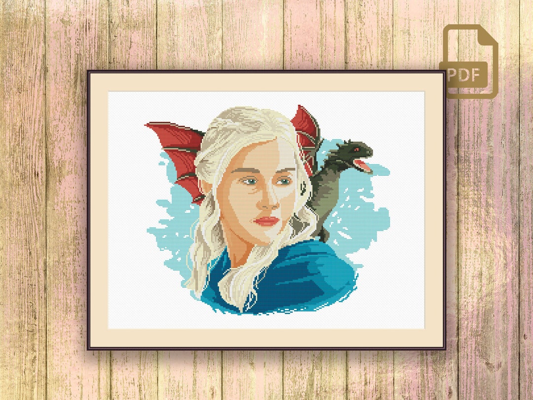 Daenerys Targaryen Cross Stitch Pattern, Dragon Cross Stitch Pattern