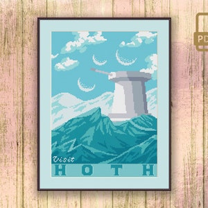 Visit Hoth Cross Stitch Pattern, Movie Cross Stitch Pattern, TV Cross Stitch, Retro Travel Cross Stitch Pattern #tv_024