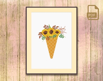 Ice Cream Cross Stitch Pattern, Kitchen Cross Stitch Pattern, Ice Cream Pattern, Kitchen Pattern, Modern Cross Stitch Pattern #ktn_013