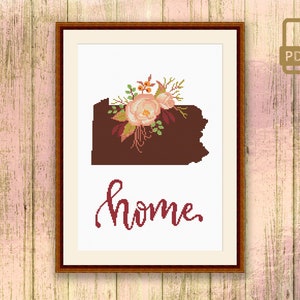 Pennsylvania Cross Stitch Pattern, State of Pennsylvania Cross Stitch Pattern, Map USA Cross Stitch Pattern, Download Map Pattern #mp_021