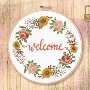 Welcome Cross Stitch Pattern, Home Decor, Housewarming Cross Stitch Pattern, Sweet Home Cross Stitch Pattern #qt_060