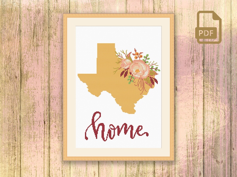 Texas Map Pattern Texas Cross Stitch Pattern, State of Texas Cross Stitch Pattern, Map ...