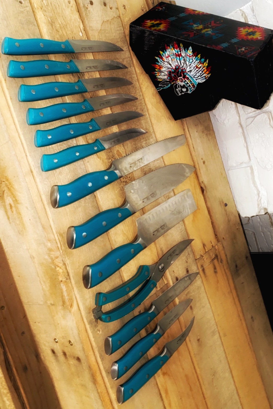 Custom Painted the Pioneer Woman Knife Set native American Etsy Hong Kong