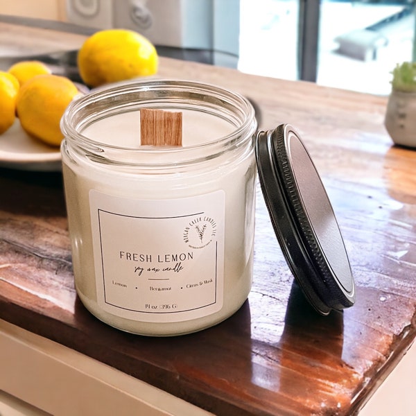 Fresh Lemon Soy Candle | Lemon Scented Candle | Fresh Lemon Scent | Lemon Candle | Clean Burning Soy Wax Candle | phthalate free