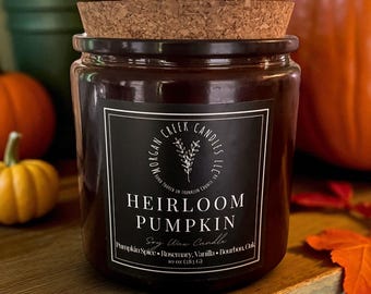 Heirloom Pumpkin Soy Candle - Pumpkin Spice Scented Fall Decor - Autumn Scent