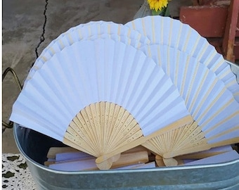 White Foldable Paper Fan Portable - Bamboo Fan