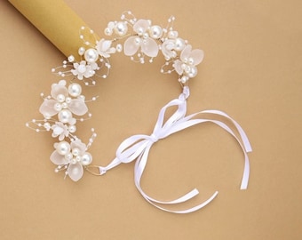 Schönes Hochzeit Stirnband | Kunstperle und Perlenstickerei | Damen Strass Faux Perle Stirnband Kopfbedeckung