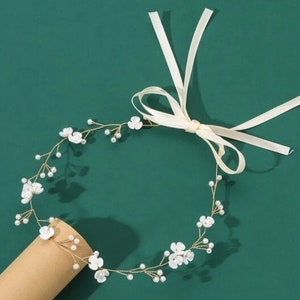 Flower & Faux Pearl Decor Bridal Headwear Flower Girl Headband Bridesmaid Hair image 2