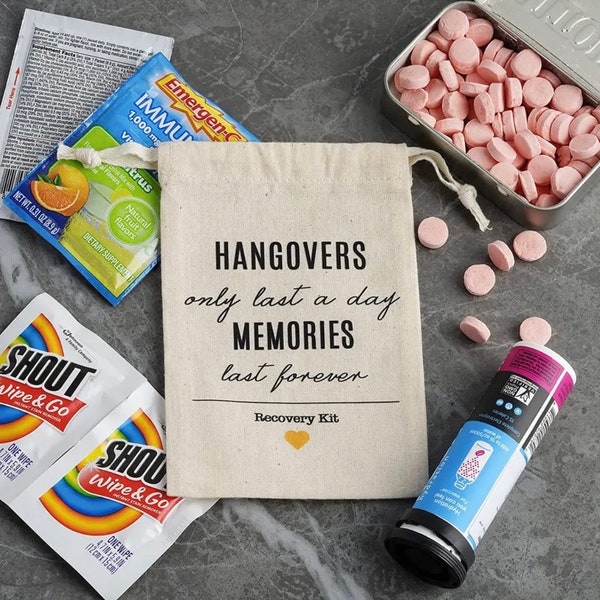 Wedding Favours Survival Hangover Kit Bags | Bachelorette Party | Bridesmaid Gift