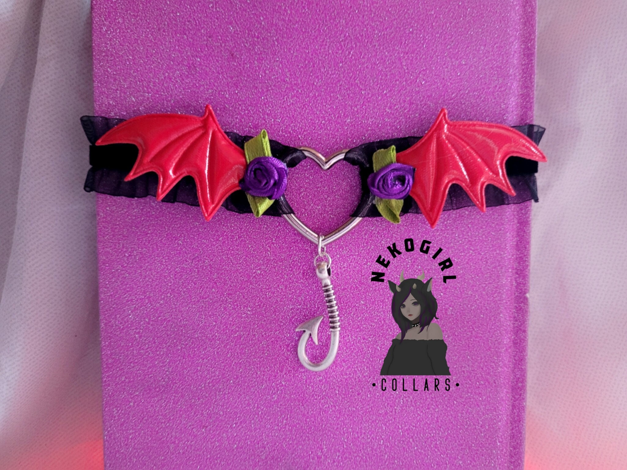 Succubus choker collar with wings and tail for cosplay roleplay alternative harajuku e girl gothic punk emo DDLG little space petplay