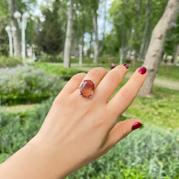 Oval Zultanite Stone Silver Women Ring Turkish Diaspore Ring