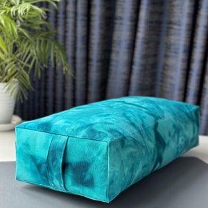 Teal Rectangular Yoga Pillow Case Yoga Bolster Covers Handmade,100% cotton Popular Dark Teal Tie-dye