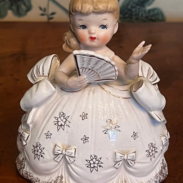 Vintage Napco Southern Belle Lady With Fan Ceramic Planter