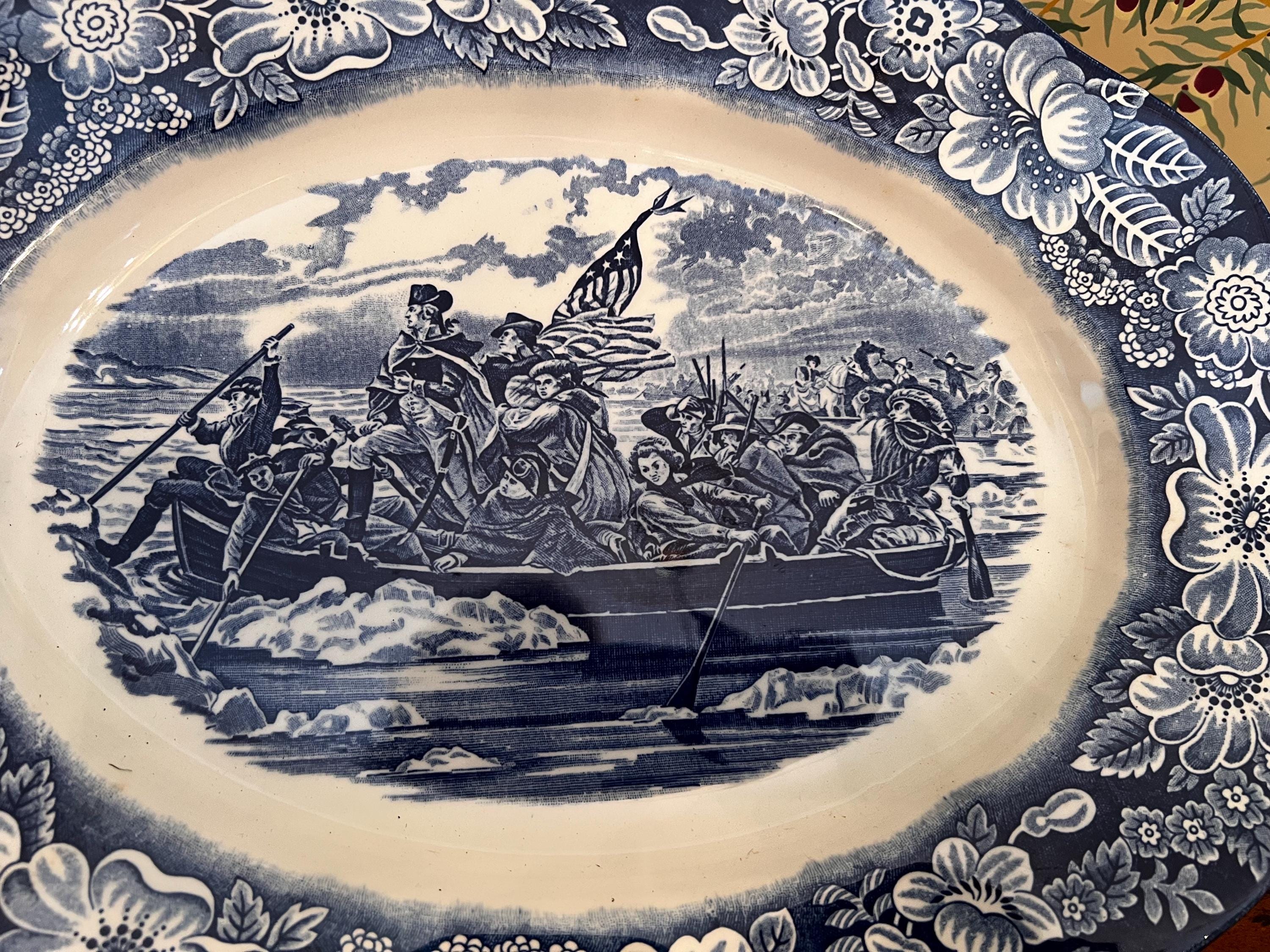 Liberty Blue Staffordshire Washington Crossing the Delaware 14