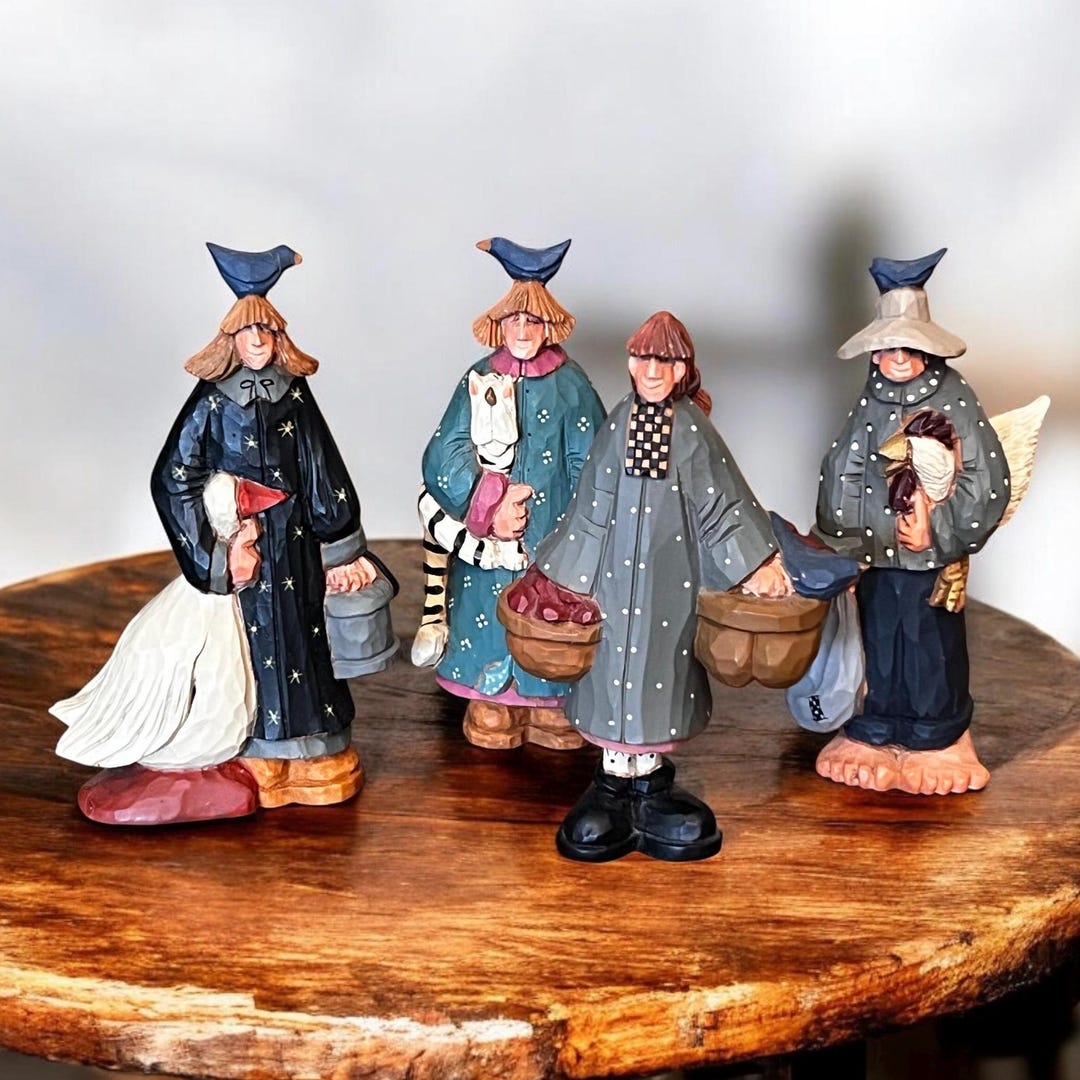 Vintage Williraye Studio Folk Art Primitive Country Set of 4 Figures ...