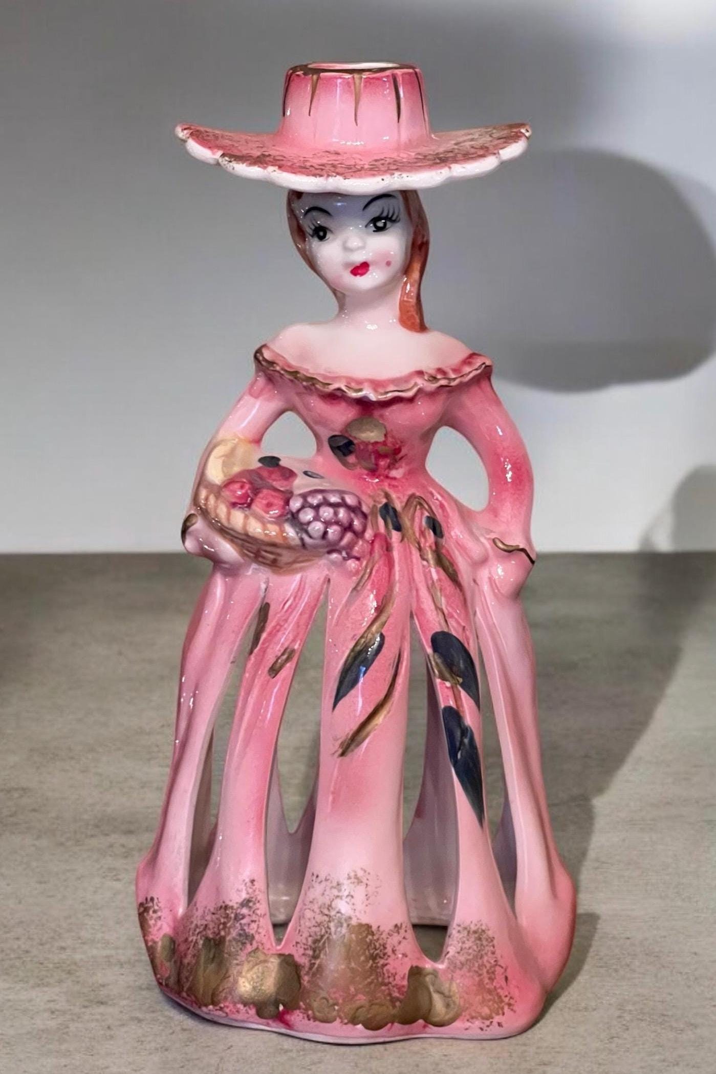 Vintage Antique Lipper & Mann Pink Lady Napkin Holder Table Decor