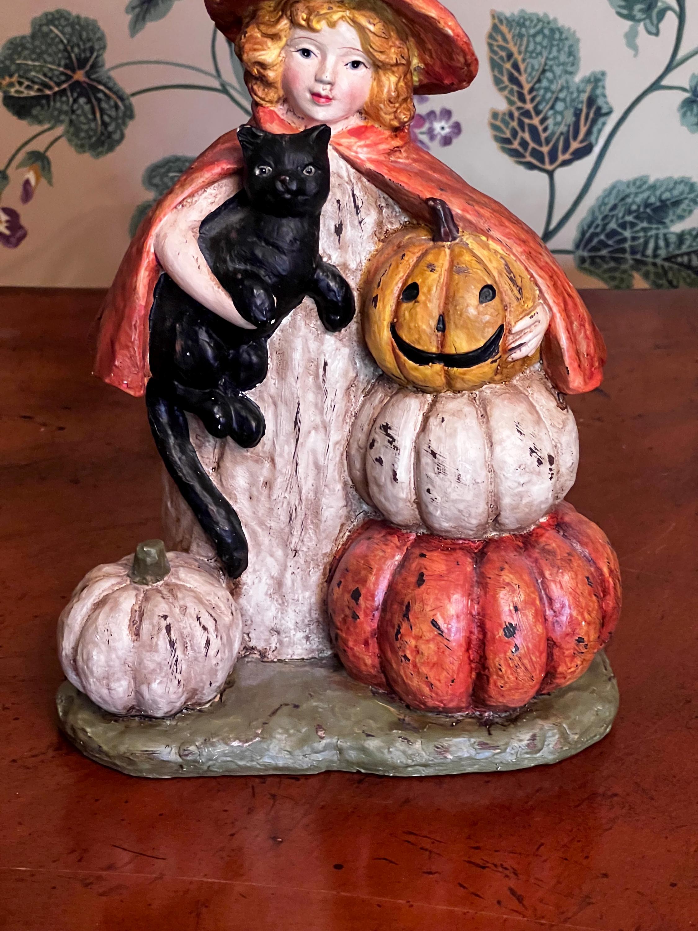 【レア】Bethany Lowe ハロウィン　猫　置物 Amazon.com: Bethany Lowe Vintage Seated Cat on Pumpkin Bucket