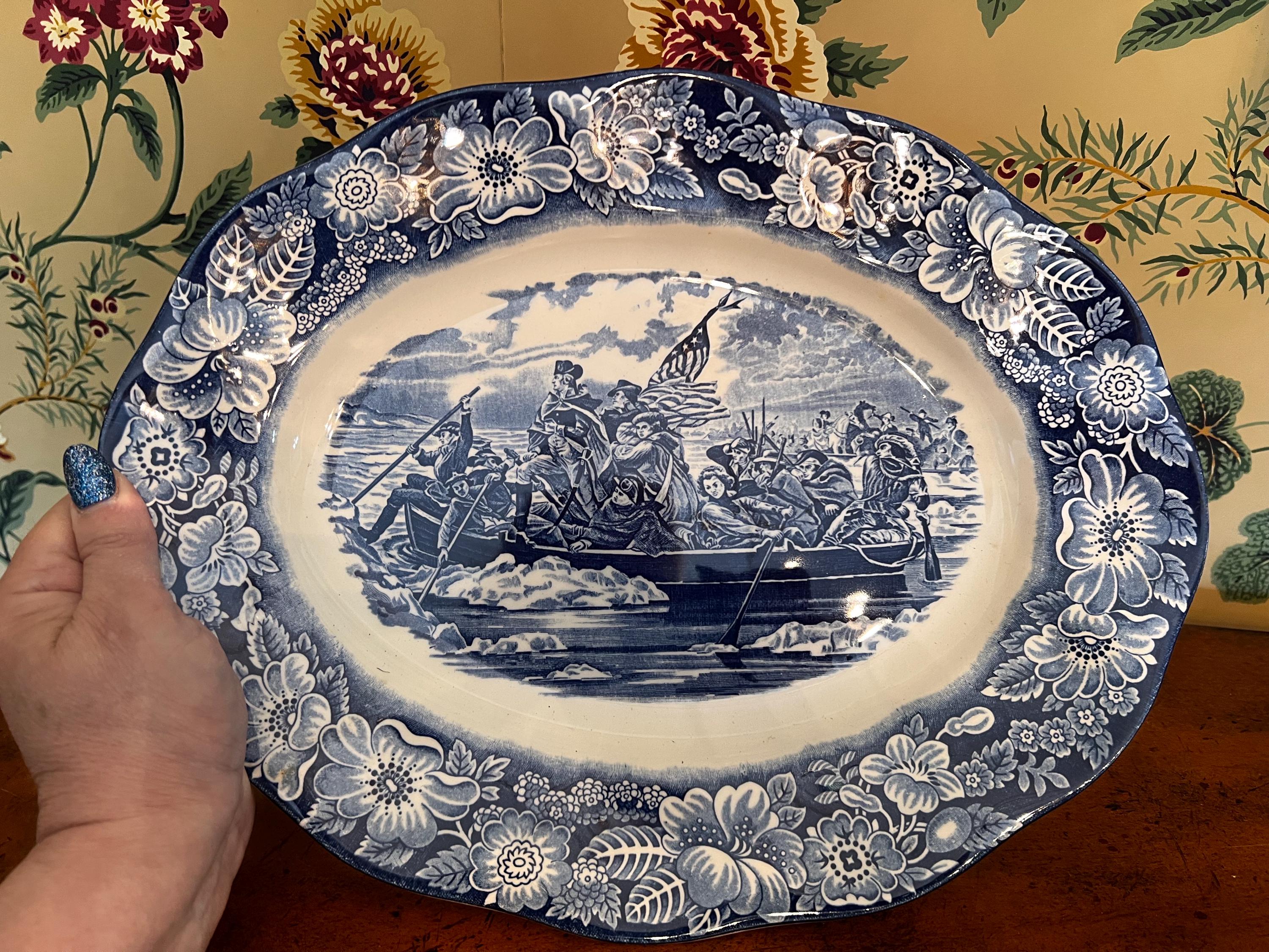 Liberty Blue Staffordshire Washington Crossing the Delaware 14