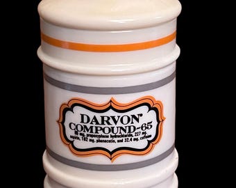 Vintage Antique Darvon Compound 65 Apothecary Glass Poison Bottle Jar