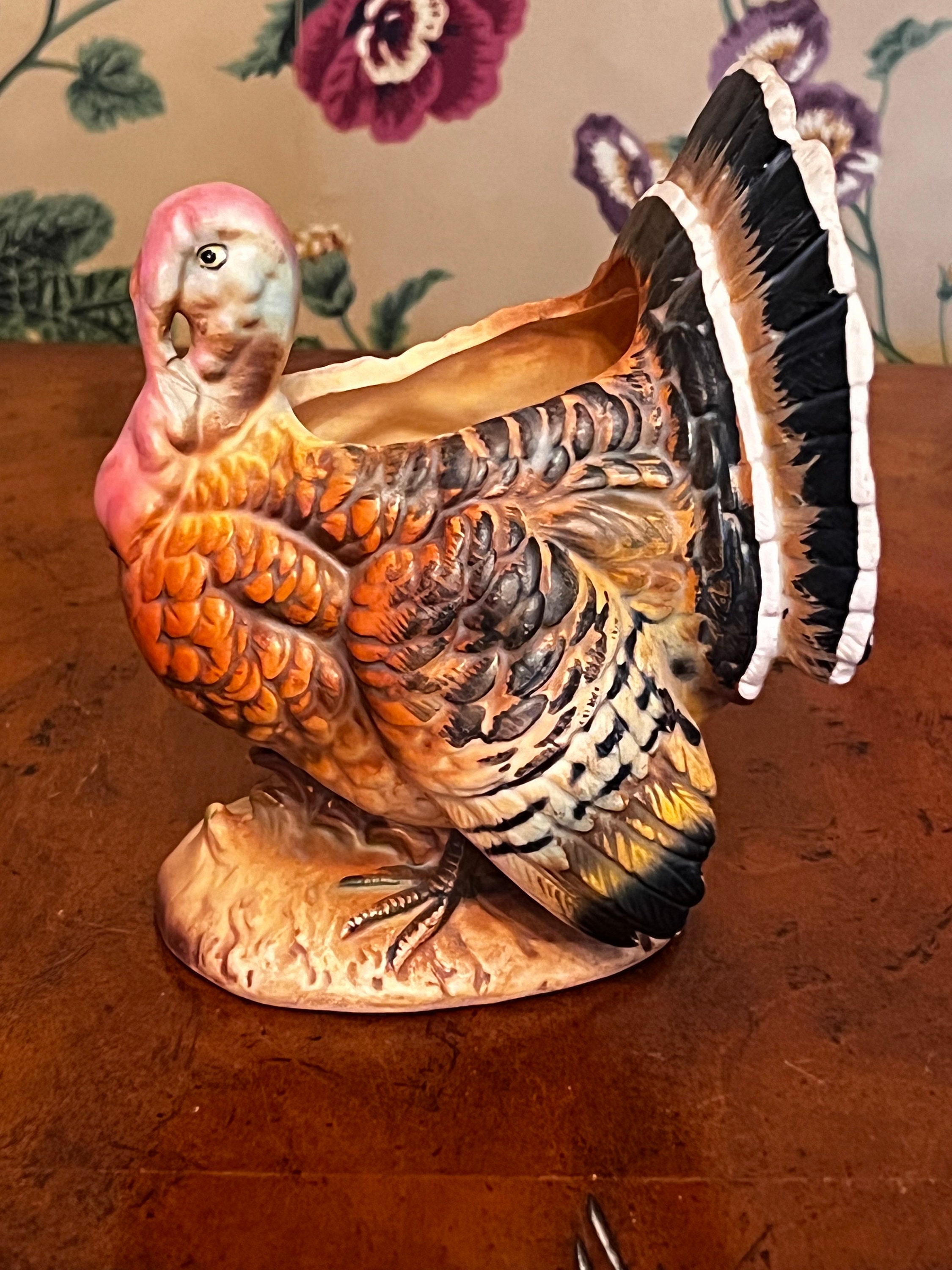 Vintage Napco Napcoware Bisque Ceramic Turkey Planter Container Etsy