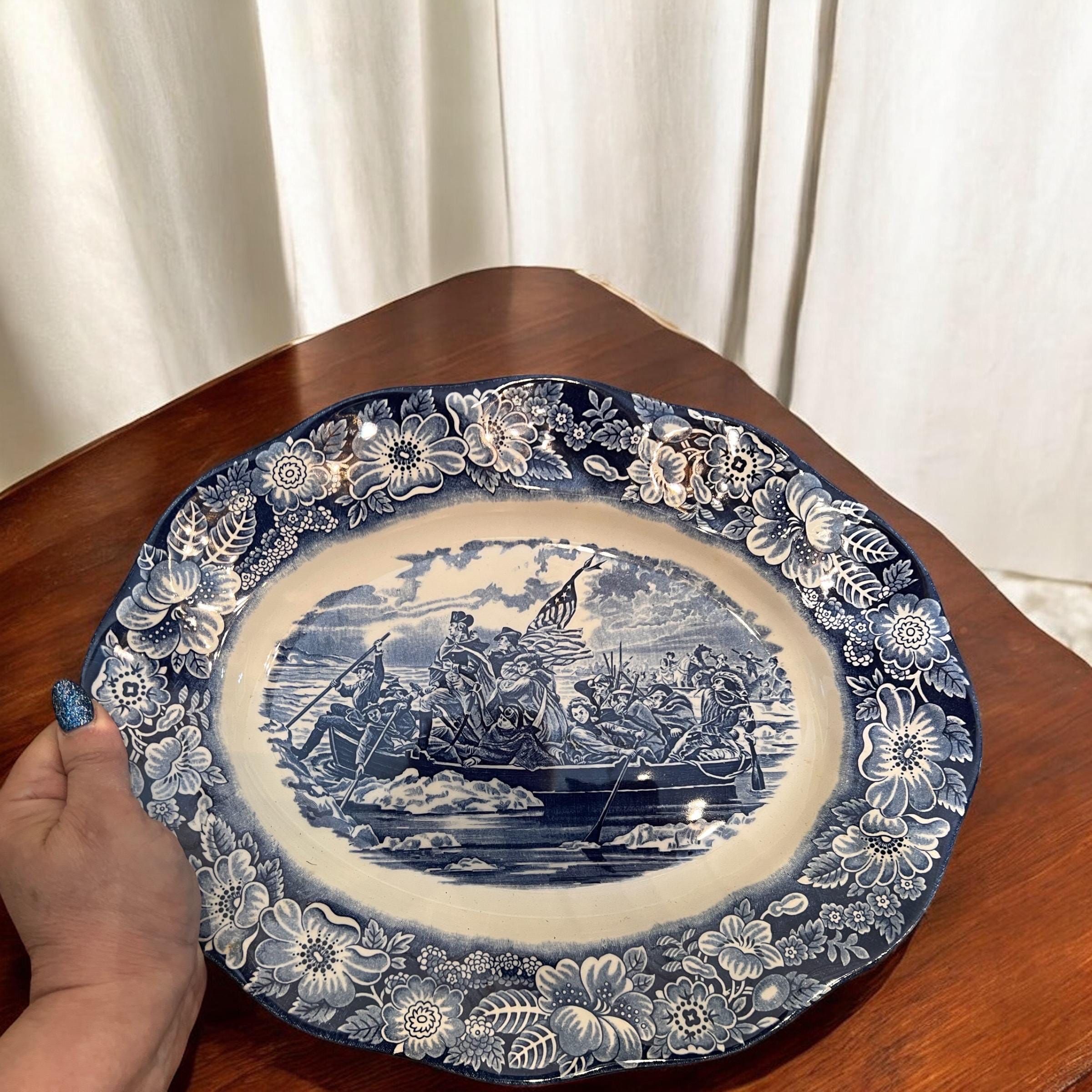 Liberty Blue Staffordshire Washington Crossing the Delaware 14