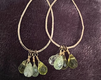 Vintage Anthropologie Raw Tourmaline Pierced Earrings NEW