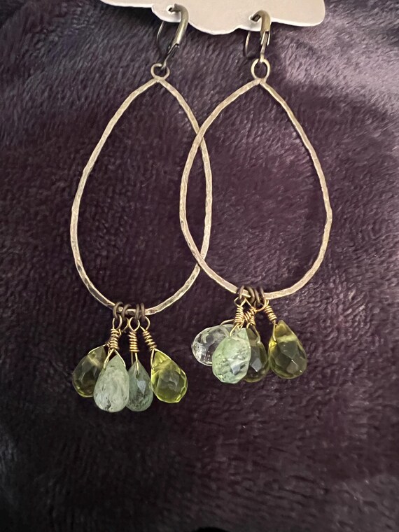 Vintage Anthropologie Raw Tourmaline Pierced Earrings NEW