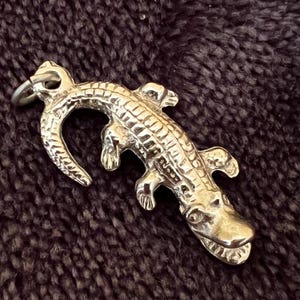 Vintage Sterling Silver Alligator Charm Pendant