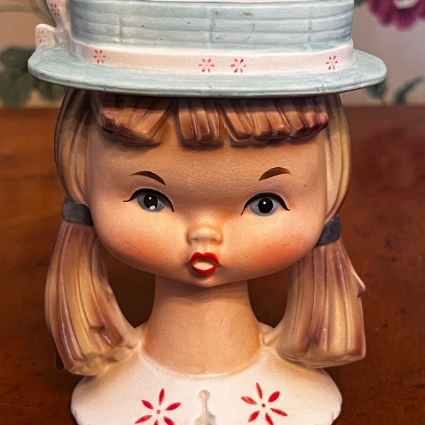 RARE Vintage Brinn's Girl Lady Head Vase