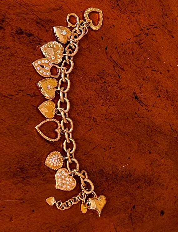 RARE Vintage Kirk's Folly Heart Locket Charm Brac… - image 6
