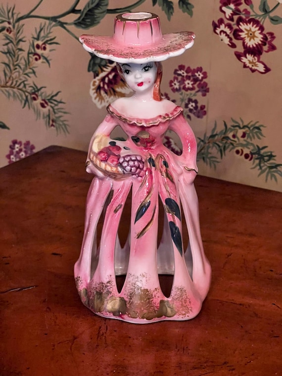 Vintage Antique Lipper & Mann Pink Lady Napkin Holder Table Decor
