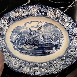 Liberty Blue Staffordshire Washington Crossing the Delaware 14