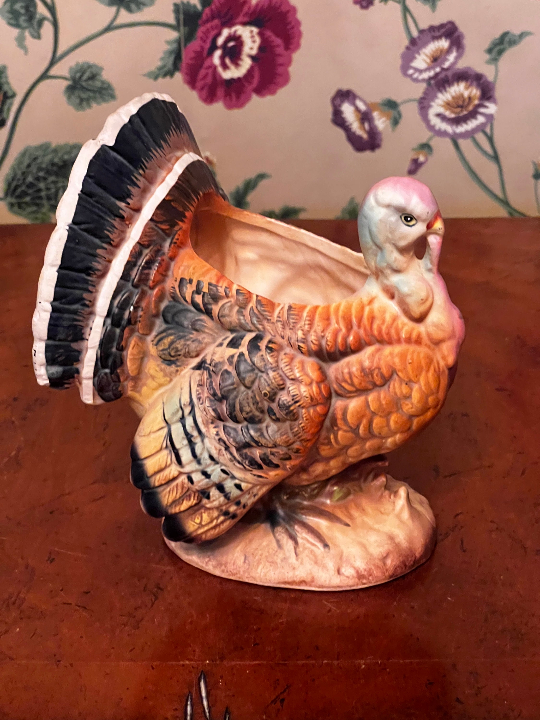 Vintage Napco Napcoware Bisque Ceramic Turkey Planter Container Etsy