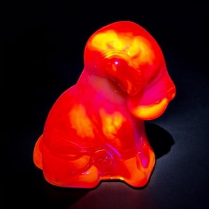 RARE Degenhart Vintage Orange Slag Uranium Dog MINT!