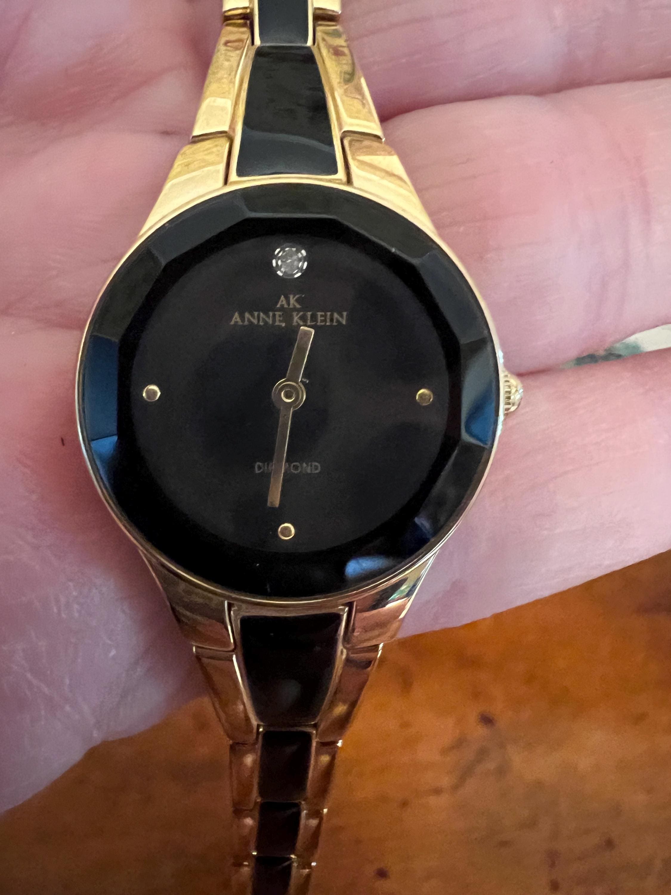 Anne Klein Watch Black Gold - Etsy