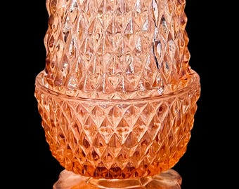 Vintage Amber Glass Fairy Lamp 647 by Princess House Diamond Point