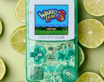 Custom Nintendo Game Boy Color GBC Console IPS Backlit Screen Mirror Clear Crystal Clear Lime Green Shell