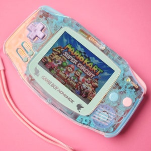 Custom Nintendo Gameboy Advance GBA Console IPS Backlit Screen Clear Iridescent Game Boy Pearl Shell