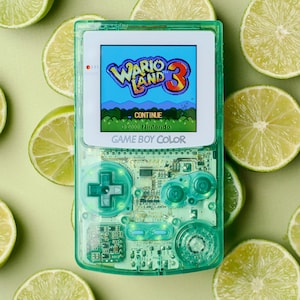 Custom Nintendo Game Boy Color GBC Console IPS Backlit Screen Mirror Clear Crystal Clear Lime Green Shell