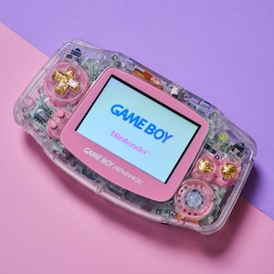 Premium Princess Peach Modded Game Boy Advance | Gold Flake Buttons | Soft Pink Glass Lens | Custom Vintage Retro Console