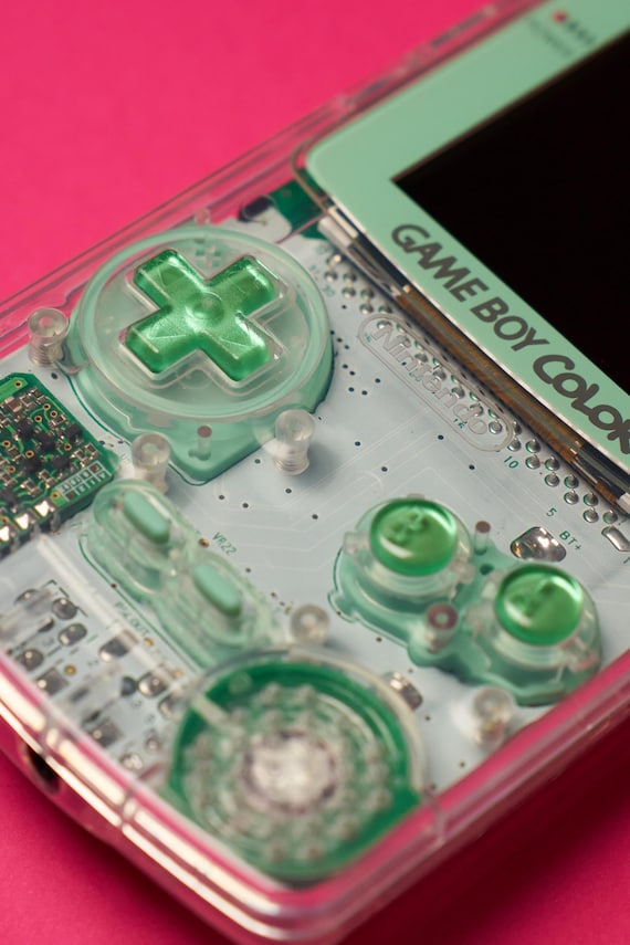 Dusty Green Game Boy Color: IPS Backlit, Mirror Clear Shell
