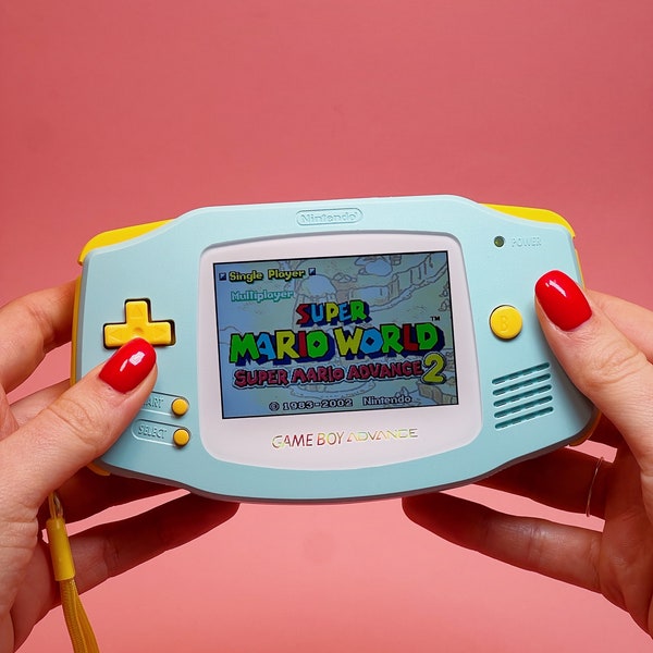 Custom Nintendo Gameboy Advance GBA Console IPS Backlit Laminated Screen Baby Blue Game boy Shell