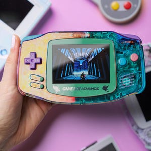 Aurora Iridescent Transparent Shell Game Boy Advance | Pastel Mix Buttons | Modded Vintage Handheld Retro Console