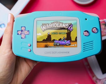 Sky Blossom Game Boy Advance – Glossy Shell GBA with Floral Buttons | Custom Modded Console | Spring/Summer Collection