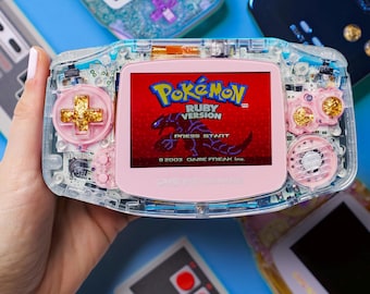 Princess Peach Custom Game Boy Advance: Gold Flake Buttons, Pink Glass Lens