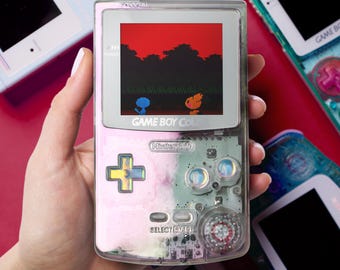 Aurora Iridescent Game Boy Color | Iridescent Transparent Shell & Buttons from Labfifteen, Custom Modded GBC Console | Retro Vintage Gift