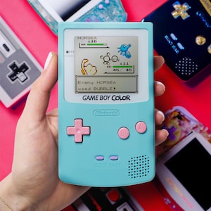 Baby Blue Game Boy Color | Pastel Pink Buttons | Laminated IPS Display | Retro Vintage Custom Console
