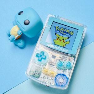 Custom Nintendo Game Boy Color GBC Console IPS Backlit Screen Mirror Clear Crystal Clear Shell Squirtle Edition