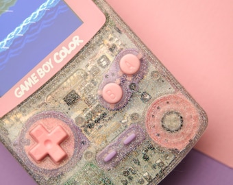 Glittery Nintendo Custom Game Boy Color GBC Console IPS Backlit Screen Glittery Game Boy Shell